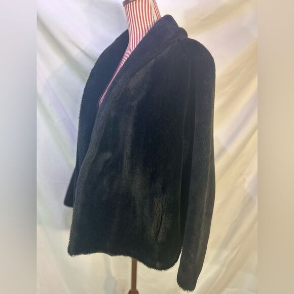 Vintage 60s Black Swing Coat Faux Fur Old Hollywood Glam Princeton's O'llegro OS - Picture 5 of 11